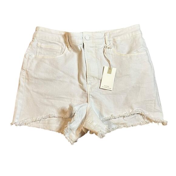 Good American Bombshell Cutoff Denim Shorts White 12/31 High Rise Distressed - Picture 2 of 6